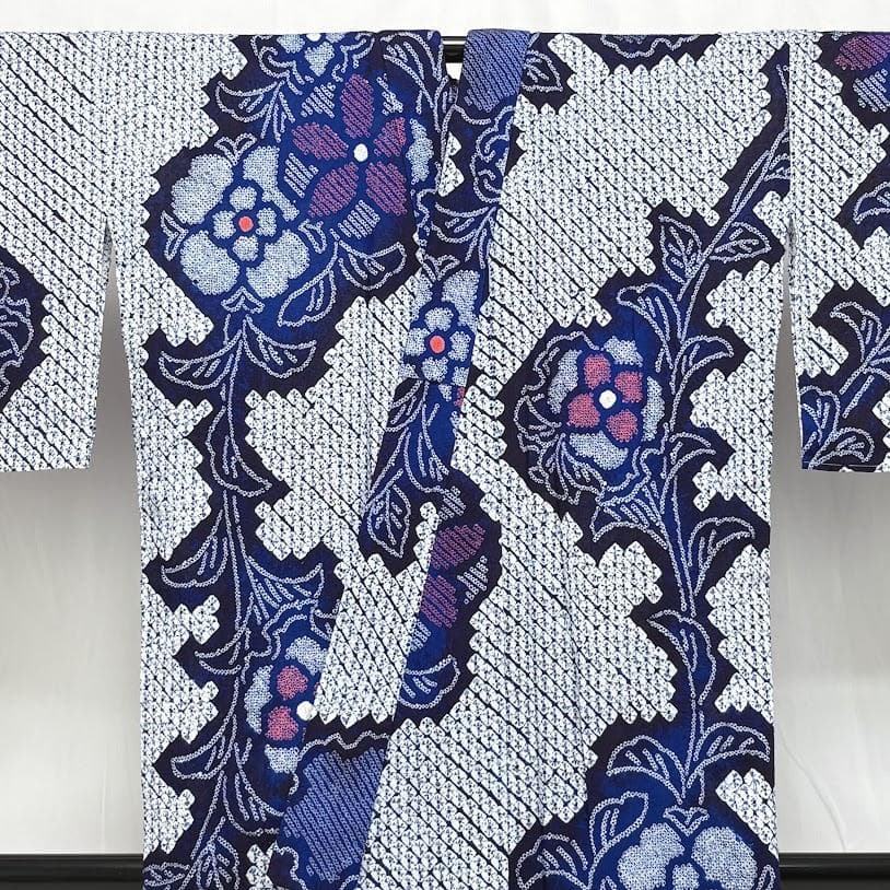 スナフキン　未使用品　絞り浴衣　有松鳴海絞り　総絞り　浴衣　綿　E801