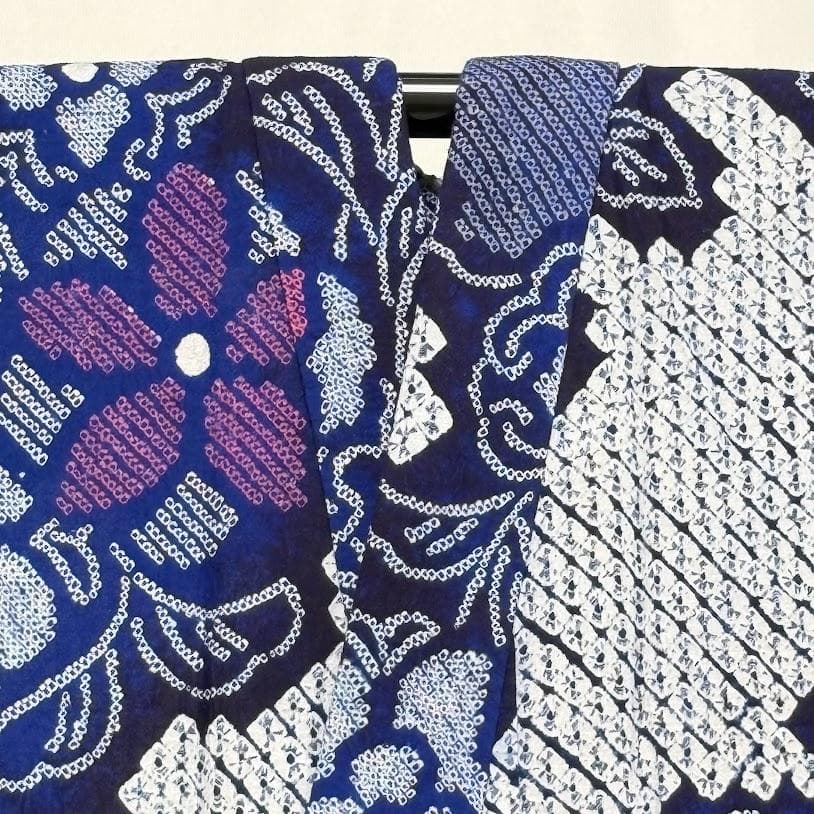 スナフキン　未使用品　絞り浴衣　有松鳴海絞り　総絞り　浴衣　綿　E801