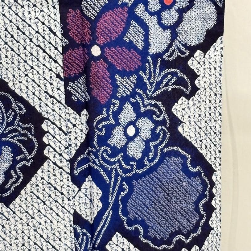 スナフキン　未使用品　絞り浴衣　有松鳴海絞り　総絞り　浴衣　綿　E801