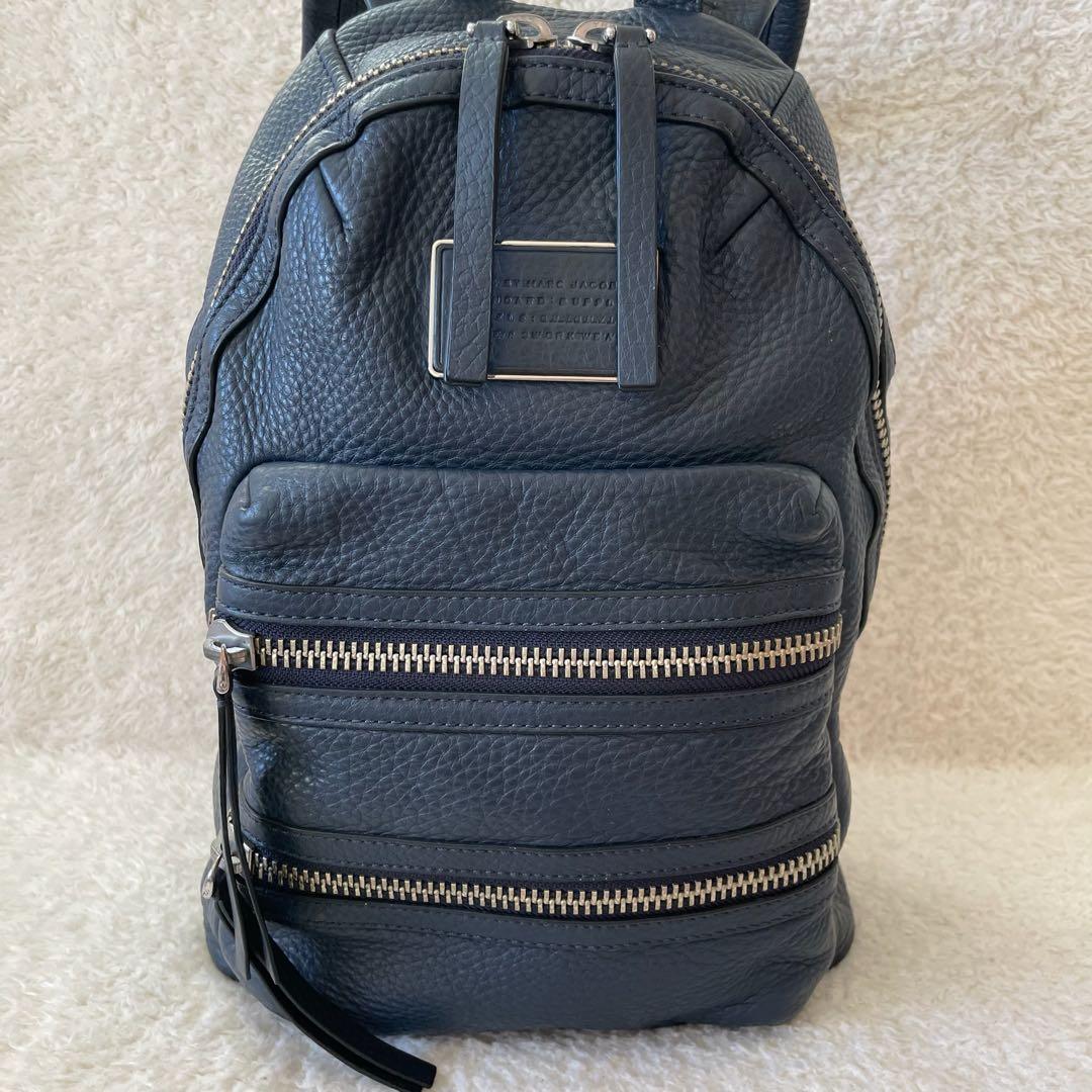 MARC JACOBS リュック オールレザー ネイビー