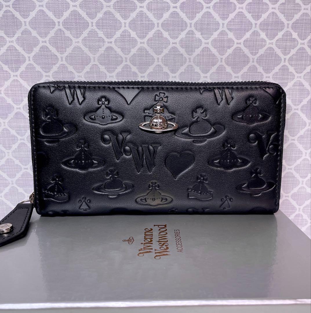 【内側に素敵な柄✩】Vivienne Westwood マット 長財布 黒