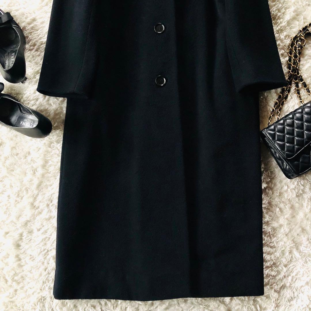 美品✨マックスマーラ マキシコート 柔らかウール 女優襟 銀タグ ブラック 38