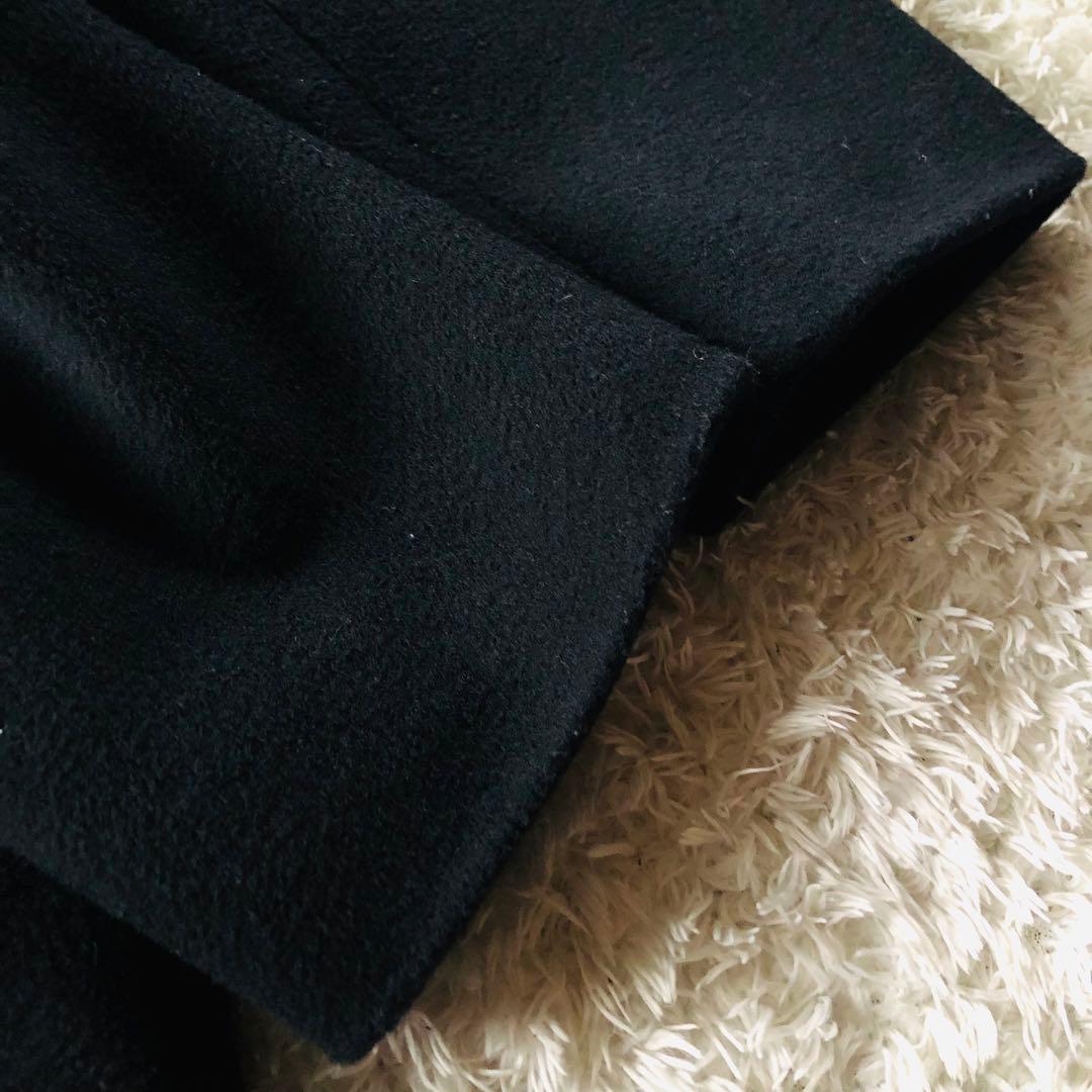 美品✨マックスマーラ マキシコート 柔らかウール 女優襟 銀タグ ブラック 38