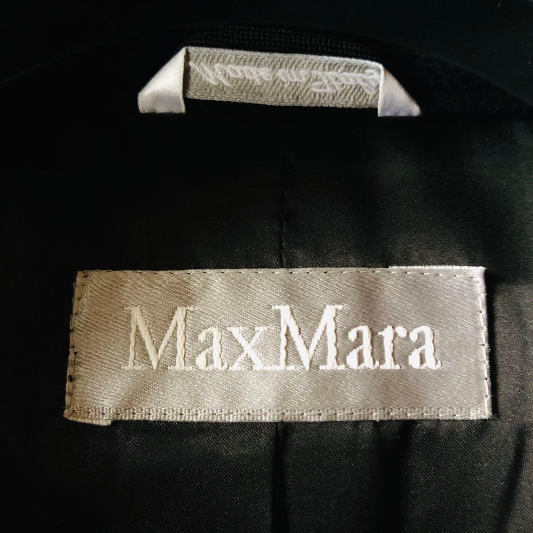 美品✨マックスマーラ マキシコート 柔らかウール 女優襟 銀タグ ブラック 38