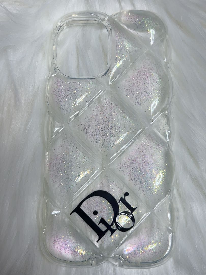 Dior クリアラメ入り キルティング iPhone16ケース
