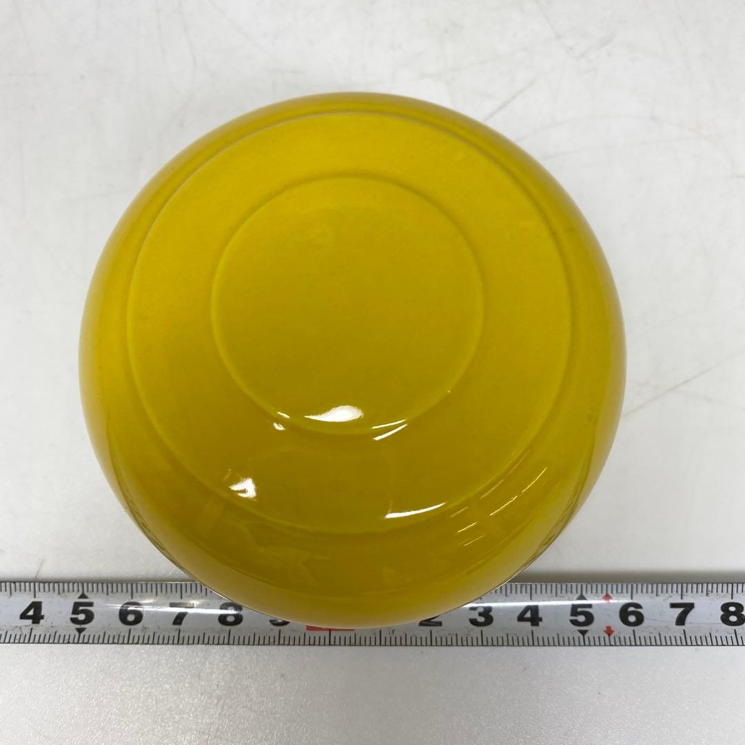 専用　黄釉蓋物　「大清乾隆年製」　幅約9.5㎝　タサニ　東さ7-0428①