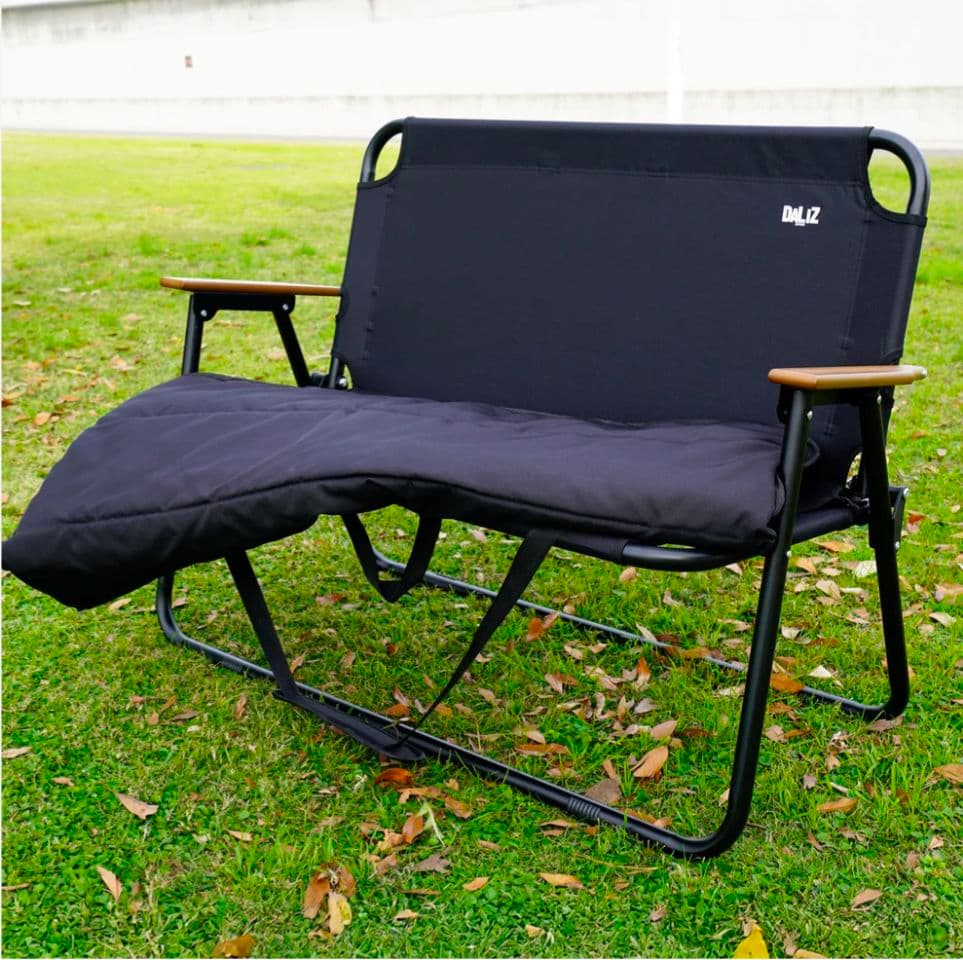折りたたみベンチ 2人掛け クッション付き 肩掛け収納可 アウトドアチェア