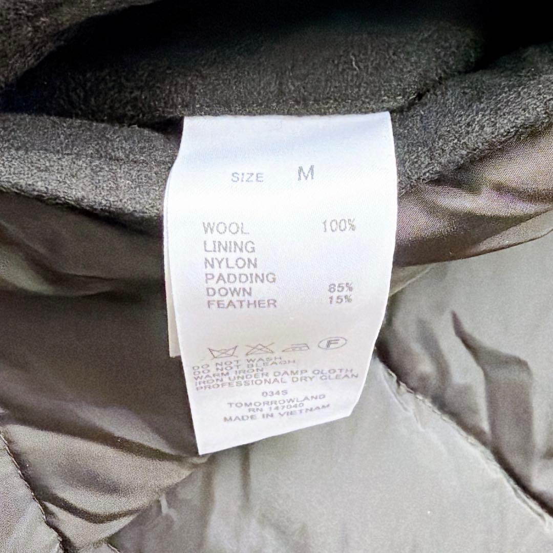 トゥモーローランド BLUE WORK ウールロングダウンコート　ブラック　M