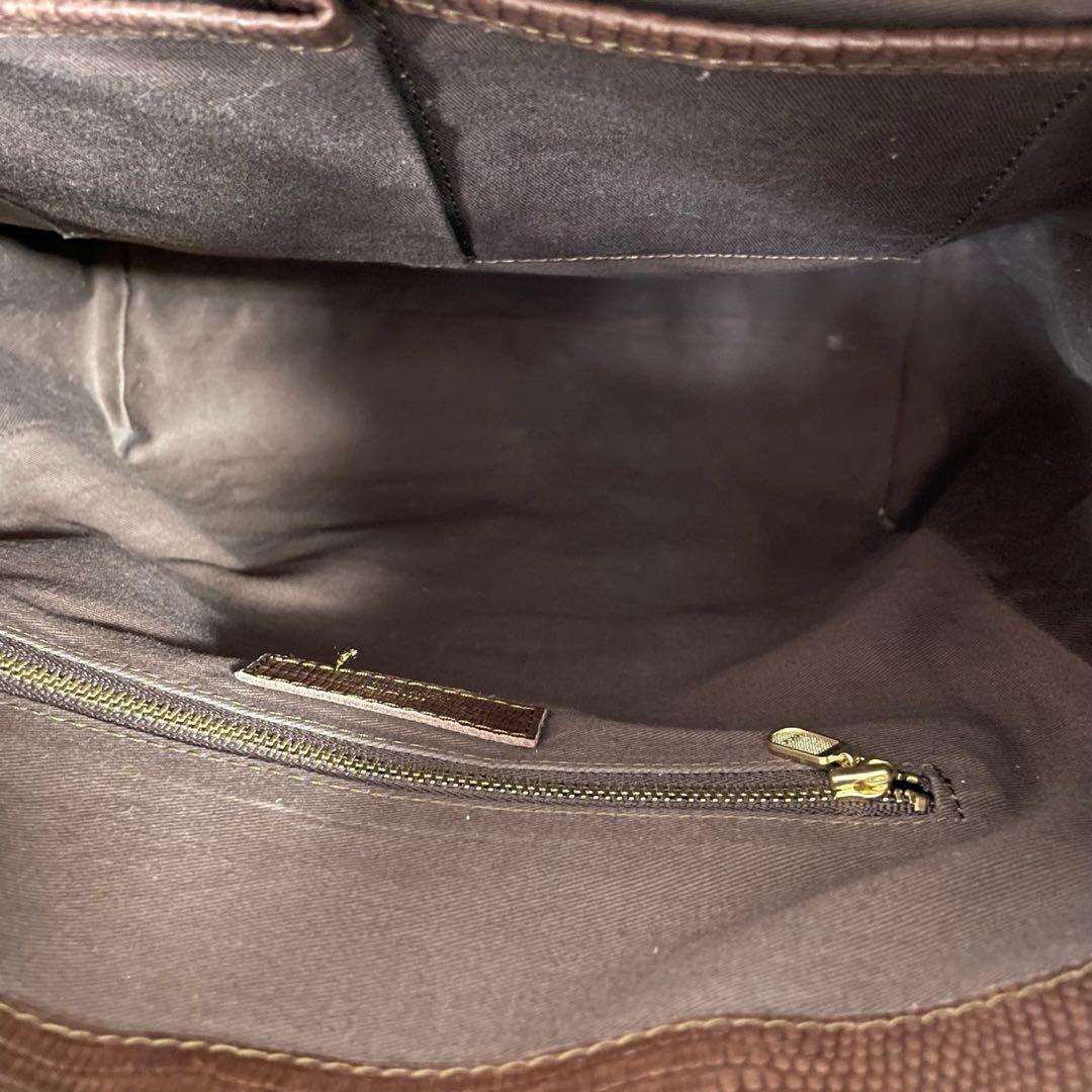 M.U.L. エムユーエル　型押し 2way バッグパック リュック ブラウン