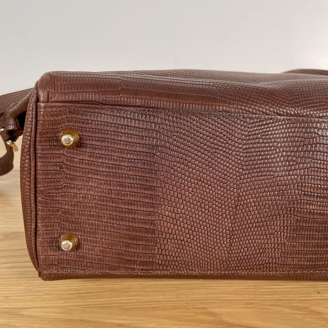 M.U.L. エムユーエル　型押し 2way バッグパック リュック ブラウン