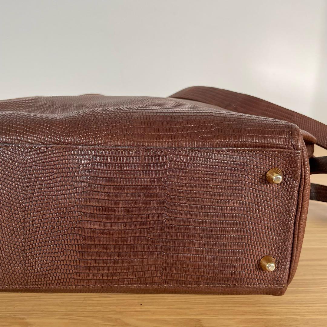 M.U.L. エムユーエル　型押し 2way バッグパック リュック ブラウン