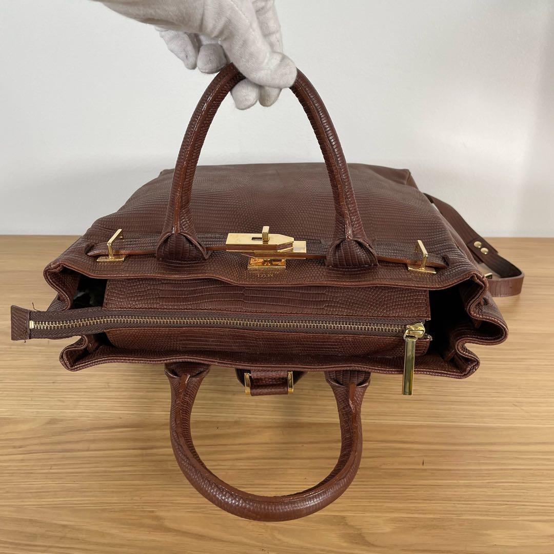 M.U.L. エムユーエル　型押し 2way バッグパック リュック ブラウン