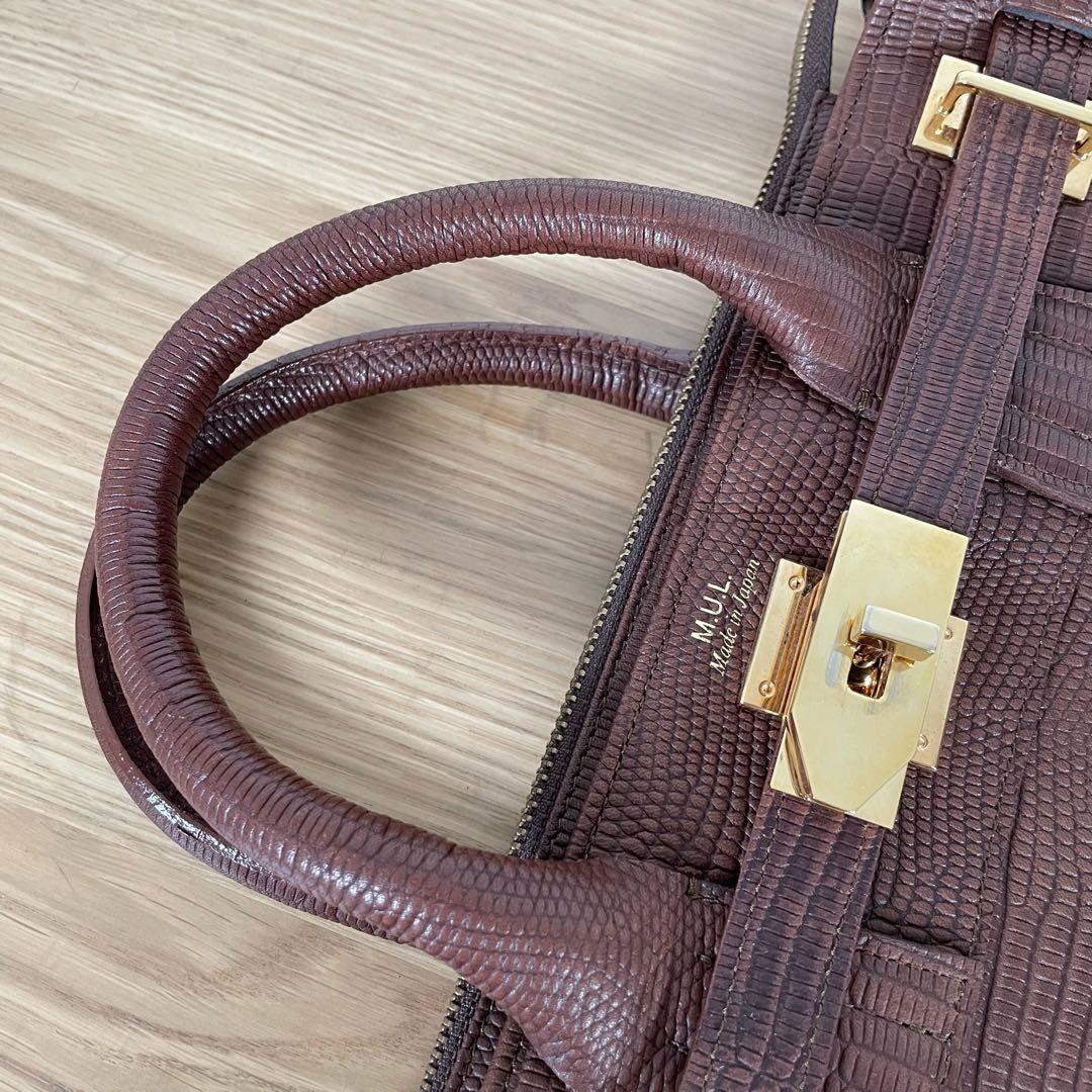 M.U.L. エムユーエル　型押し 2way バッグパック リュック ブラウン