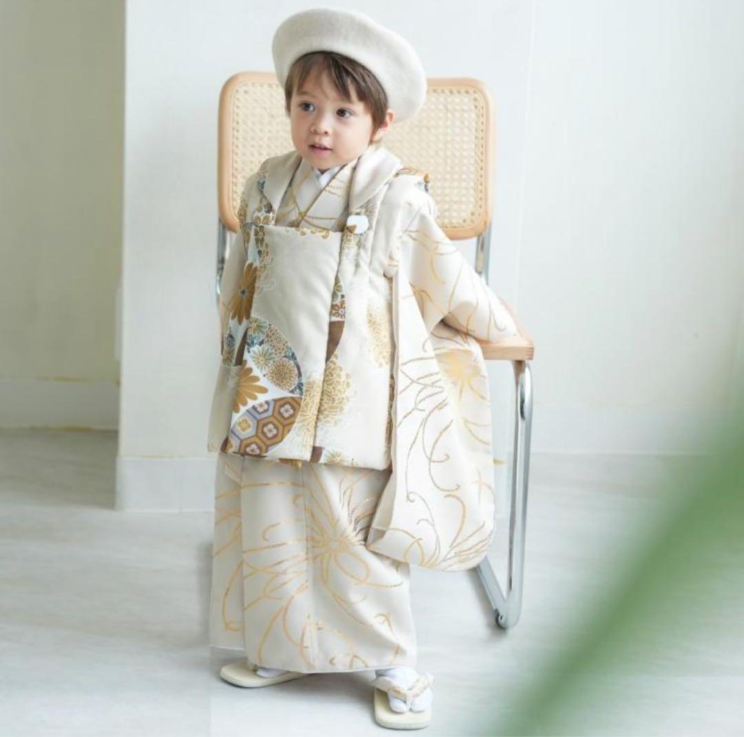 〔完売品〕utatane ひよこ商店 被布セット　七五三　クリーム　古典柄