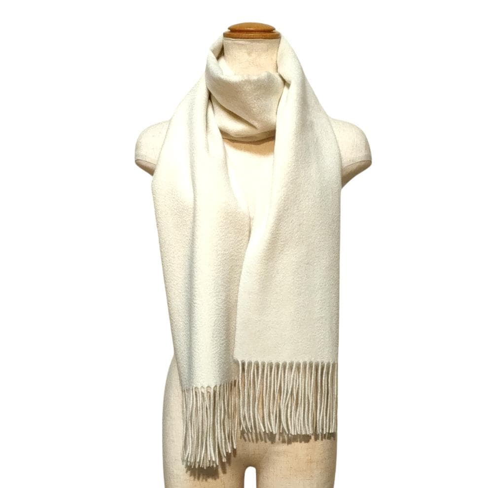 大判190㎝ホワイト無染色100%カシミヤストールマフラー新品プレゼントに