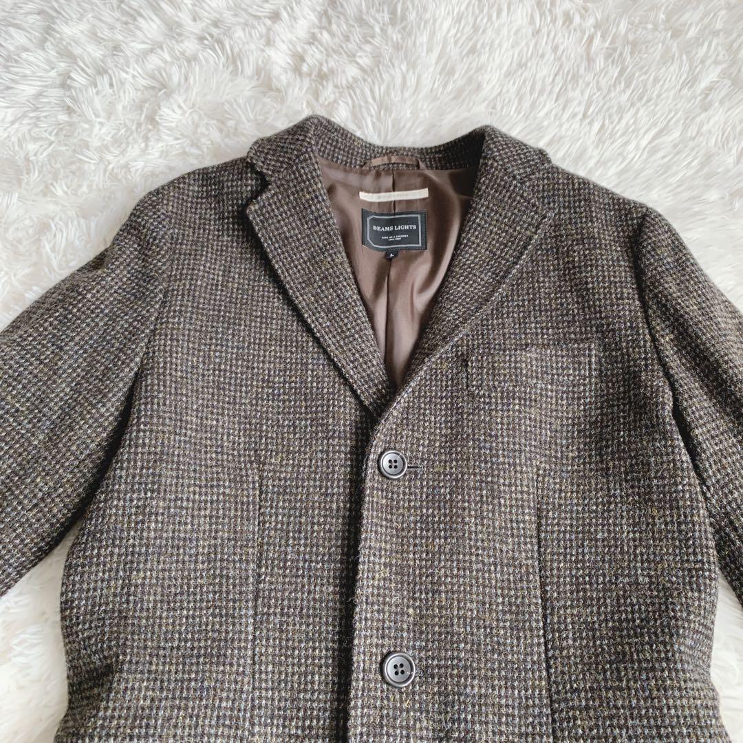 【美品】ビームス BEAMS ハリスツイード ロングコート Lサイズ