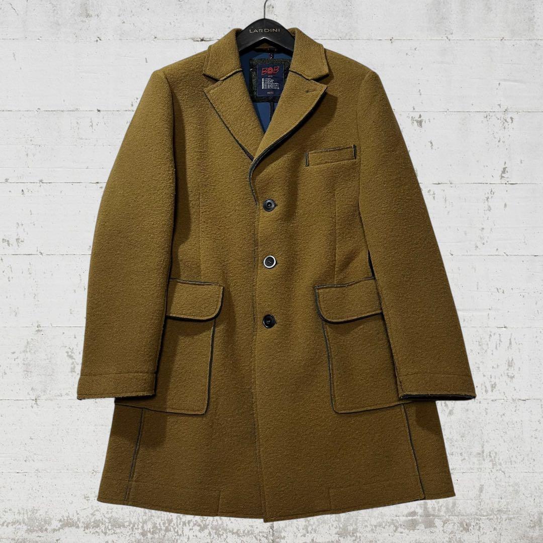 大きいサイズ BOB ボブ チェスターコート イタリア製 ウール混 ブラウン