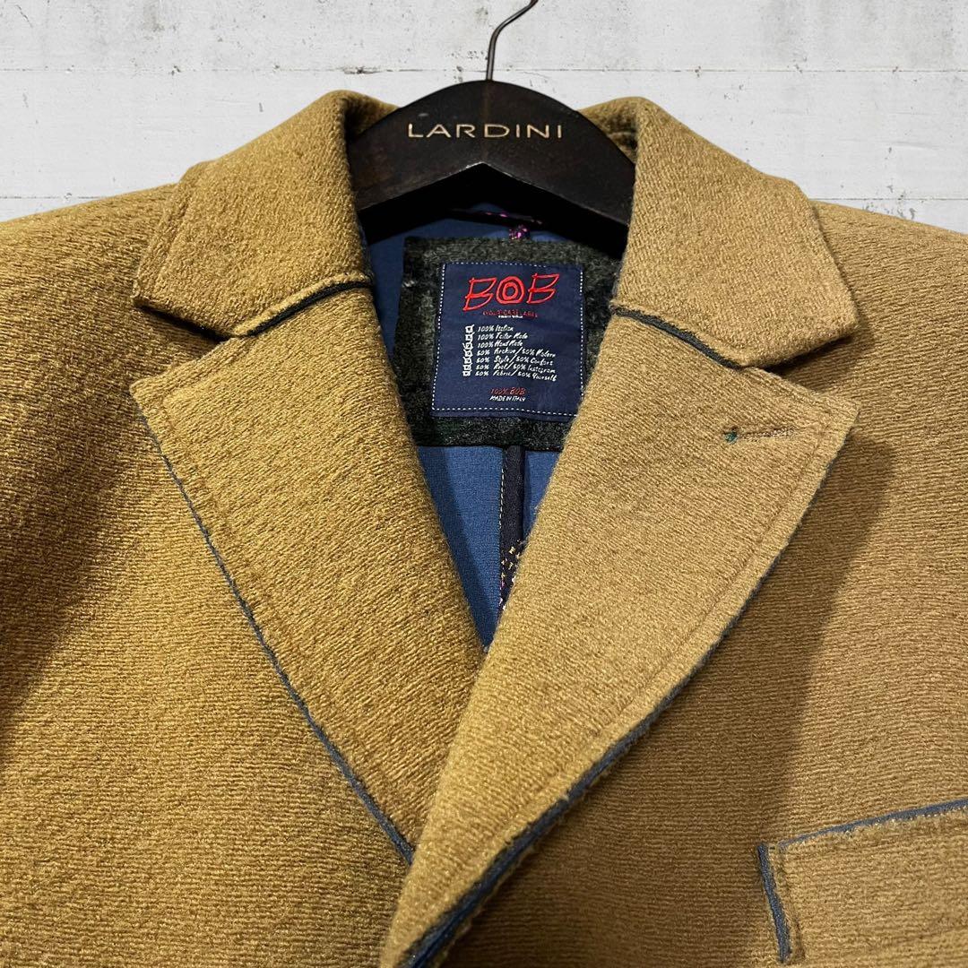 大きいサイズ BOB ボブ チェスターコート イタリア製 ウール混 ブラウン