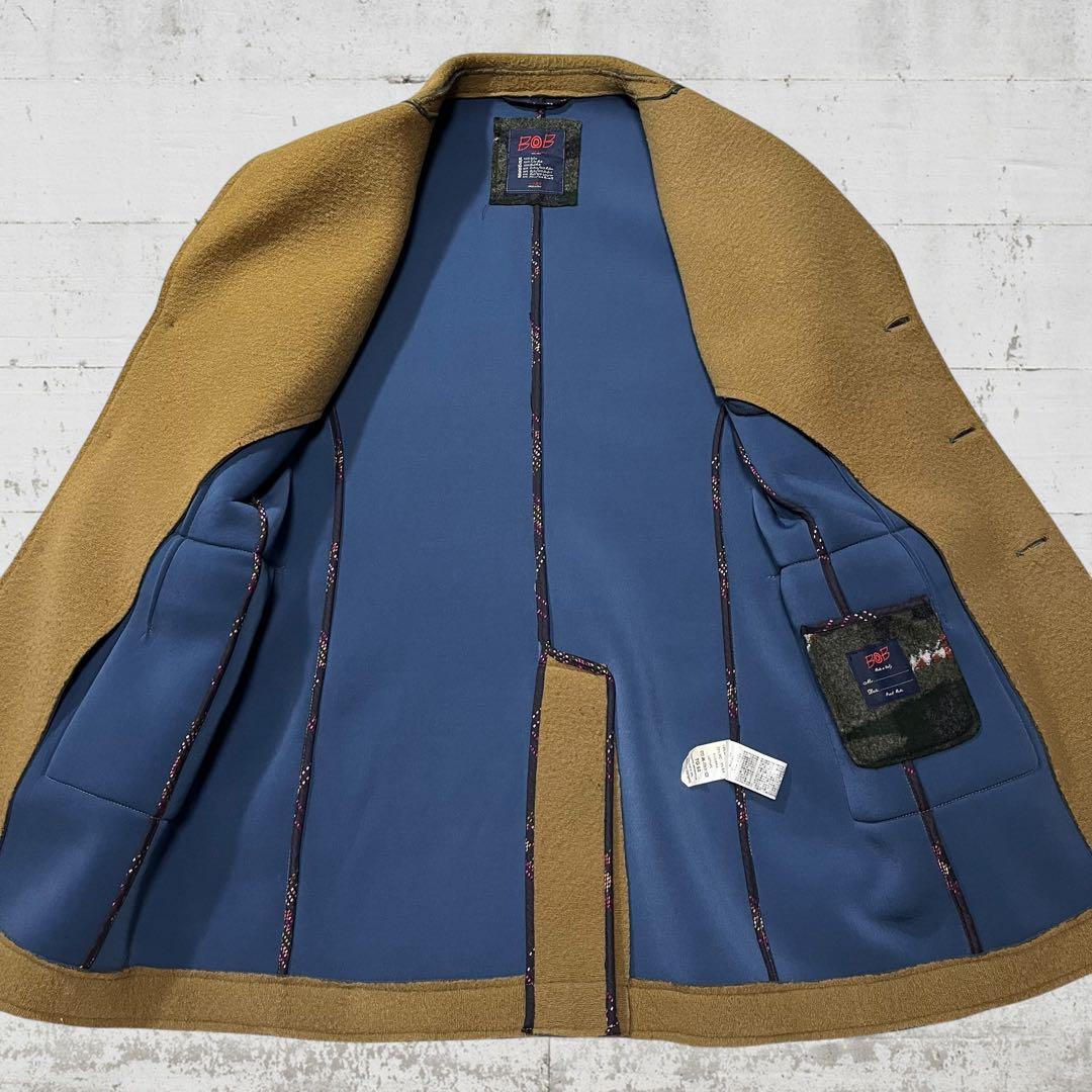 大きいサイズ BOB ボブ チェスターコート イタリア製 ウール混 ブラウン