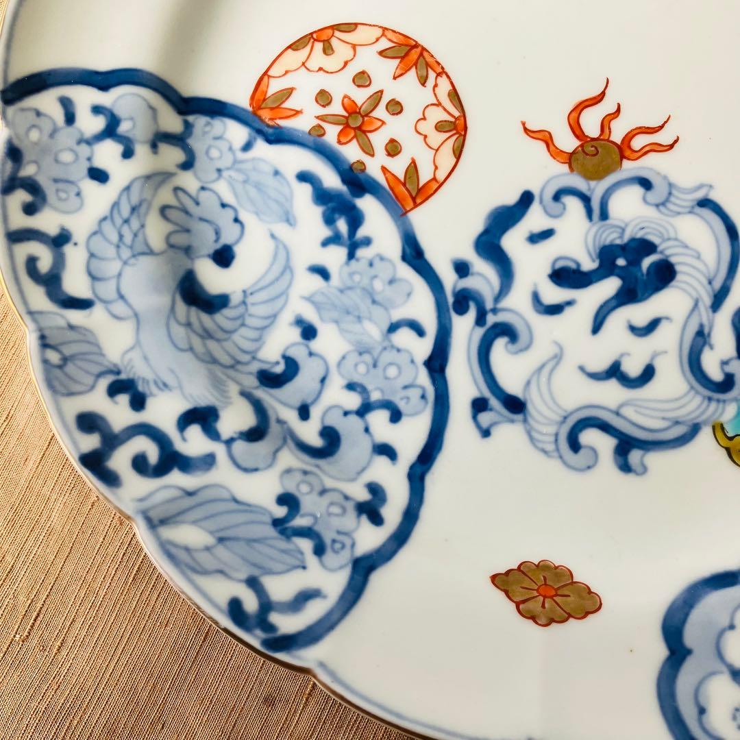 精磁会社　③ 輪花プレート　鳳凰　丸紋　有田焼　明治伊万里　希少　古伊万里