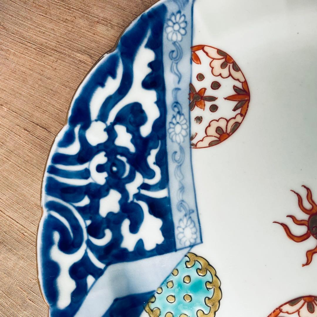 精磁会社　③ 輪花プレート　鳳凰　丸紋　有田焼　明治伊万里　希少　古伊万里