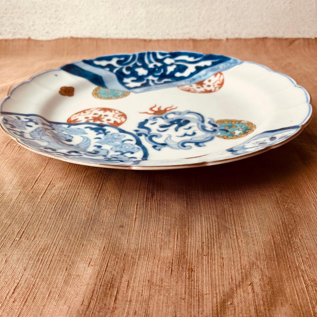 精磁会社　③ 輪花プレート　鳳凰　丸紋　有田焼　明治伊万里　希少　古伊万里