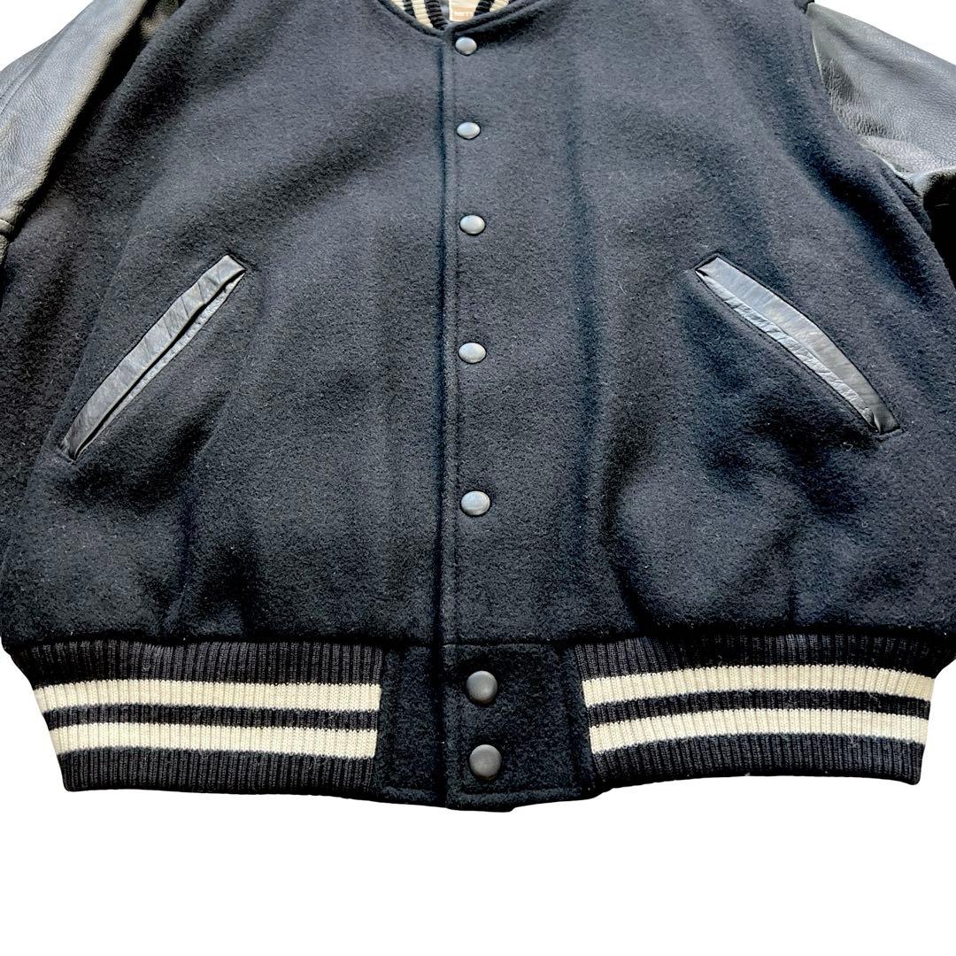 極美品 90s MITSUMINE スタジャン ブラック 本革 レザー 刺繍