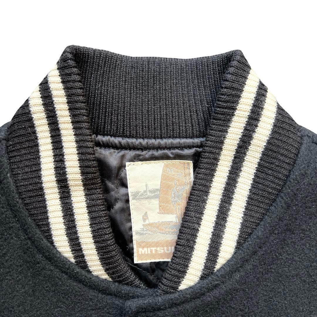 極美品 90s MITSUMINE スタジャン ブラック 本革 レザー 刺繍