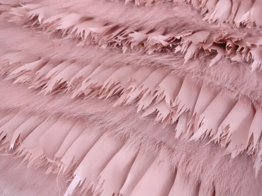 ROYAL CHIEロイヤルチエ フォックスファー＆シルクストールピンクベージュ