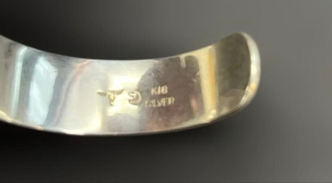 【美品】TADY&KING 平打ちバングル18K ロングホーン S