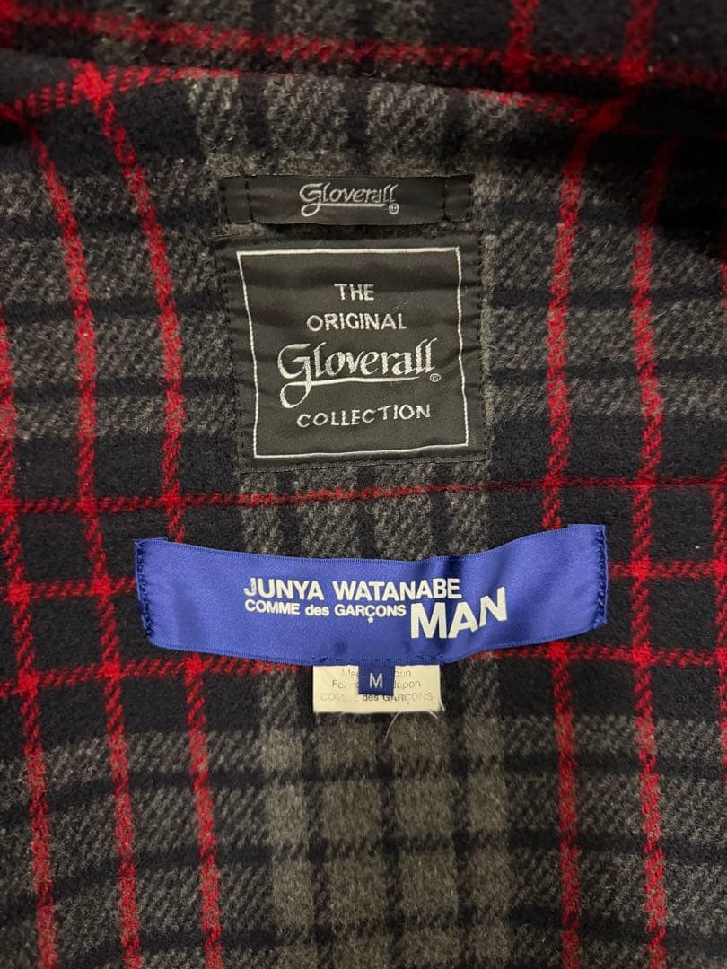 ジンヤワタナベマンx gloverall 袖レザーダッフルコート 紺 サイズM