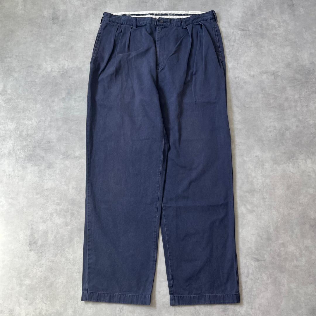 ポロラルフローレン W38 ポロチノ 90s アンドリュー 古着 紺 16612