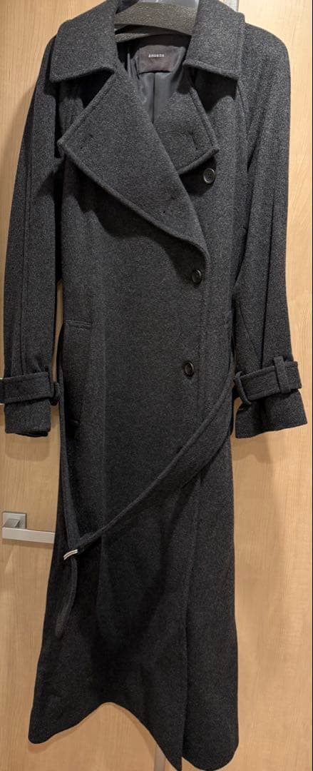 anuans ウールトレンチコート チャコールグレー