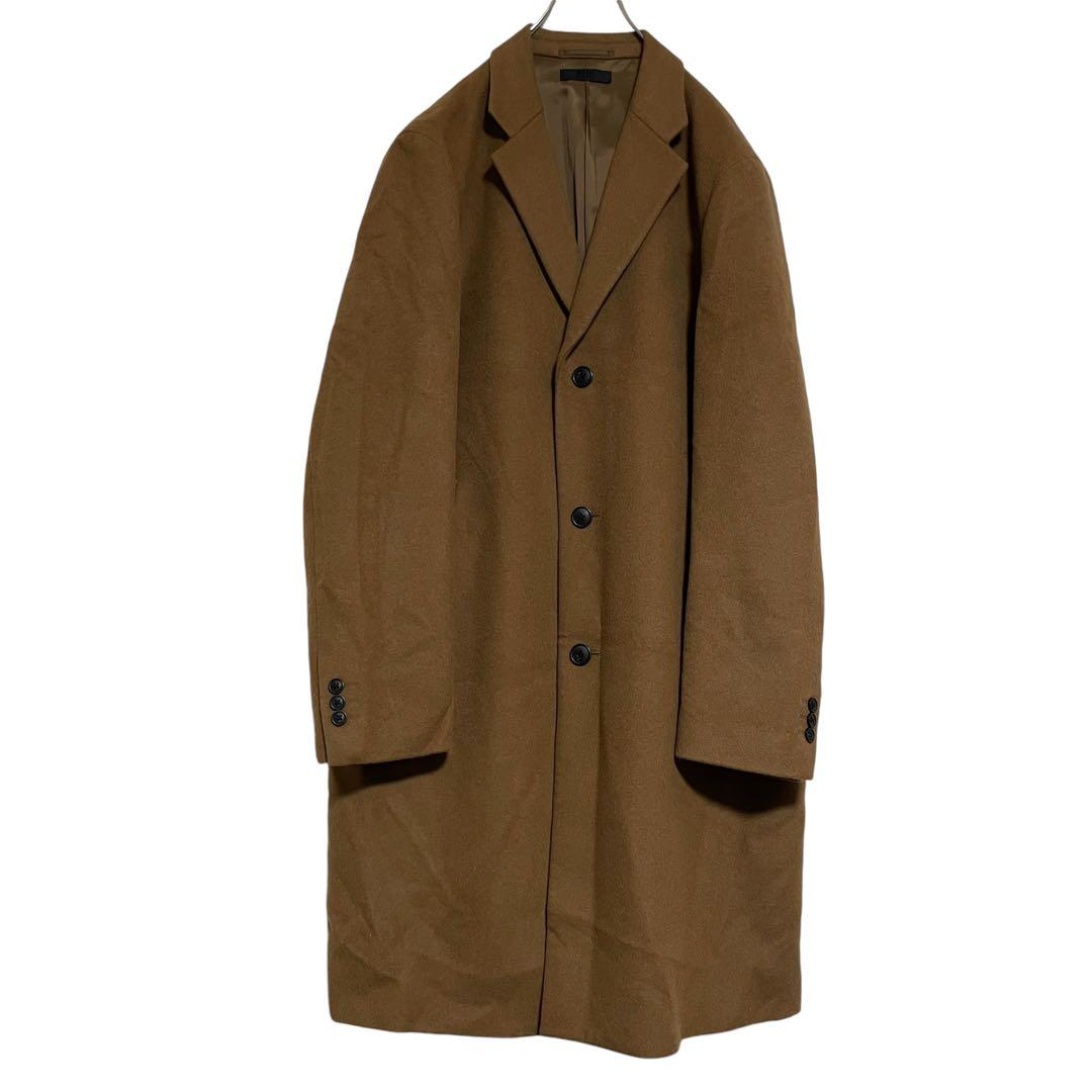 カシミヤ混×大きいサイズ【UNIQLO】ロングチェスターコート キャメル