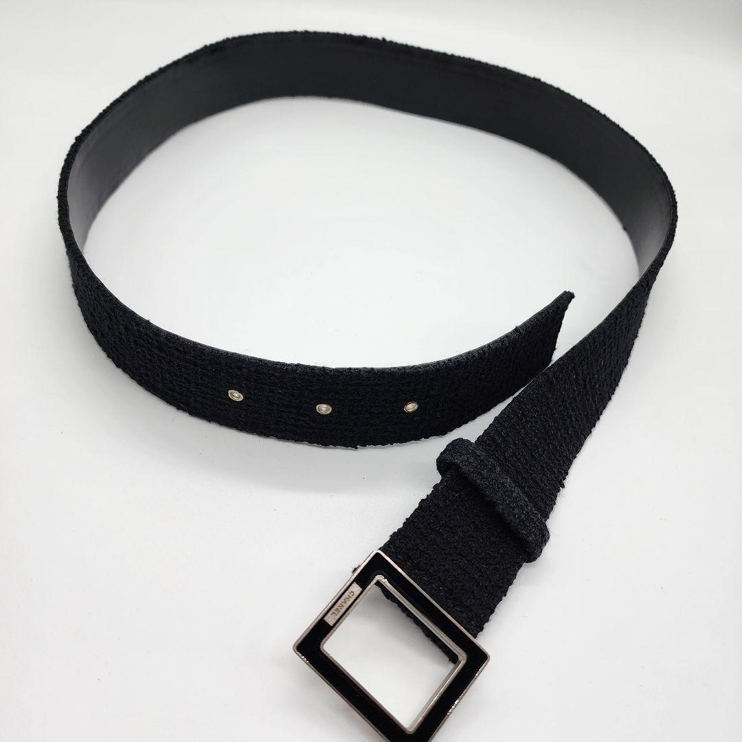 【 極美品 】 シャネル　ツイード　ベルト　スクエアバックル　黒　正規品
