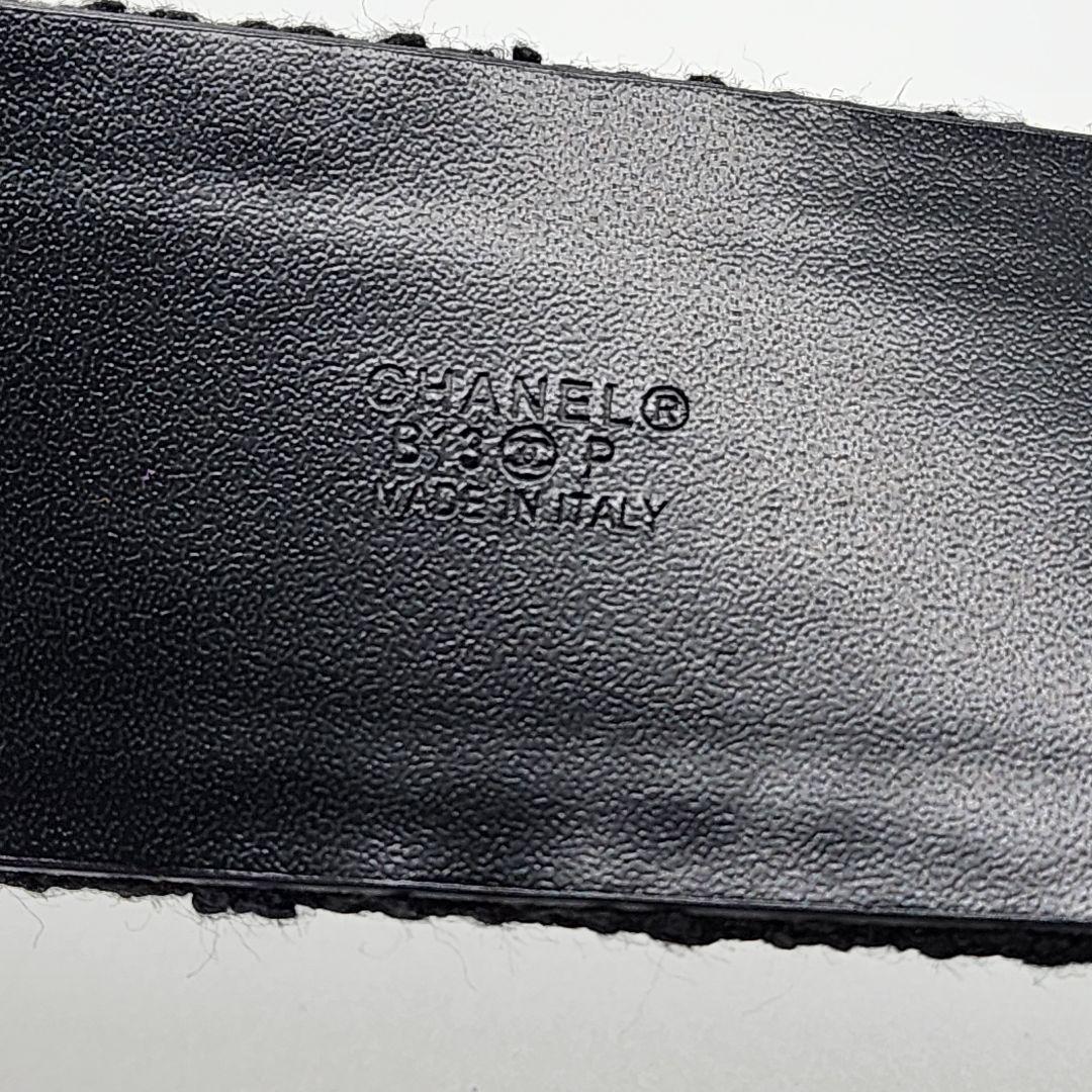 【 極美品 】 シャネル　ツイード　ベルト　スクエアバックル　黒　正規品