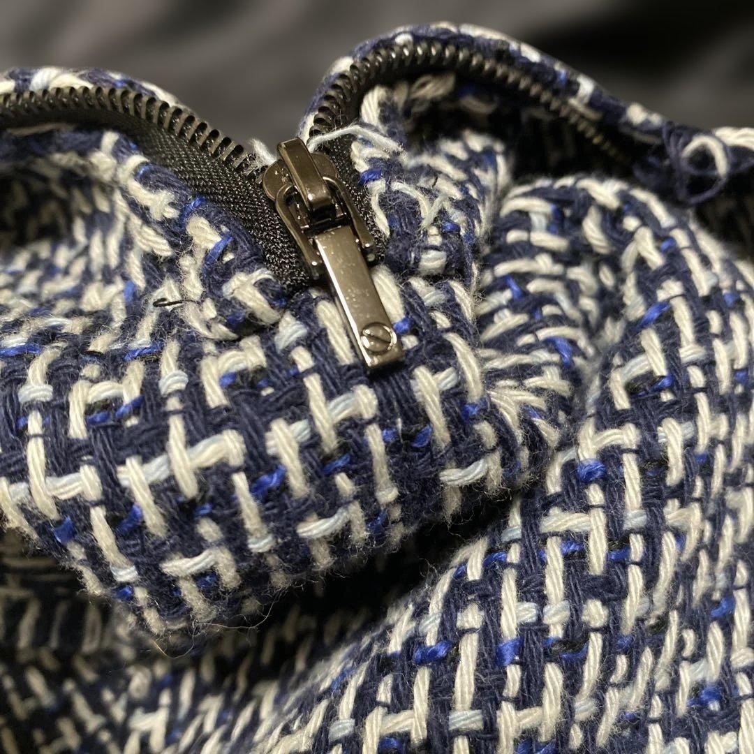 新品 TORY BURCH ツイード ワンピース ペトラ 紺x黒 2