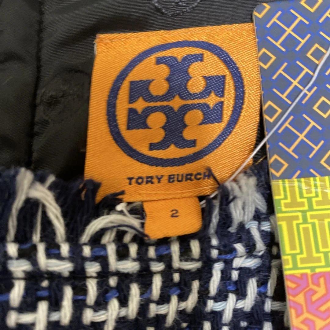 新品 TORY BURCH ツイード ワンピース ペトラ 紺x黒 2