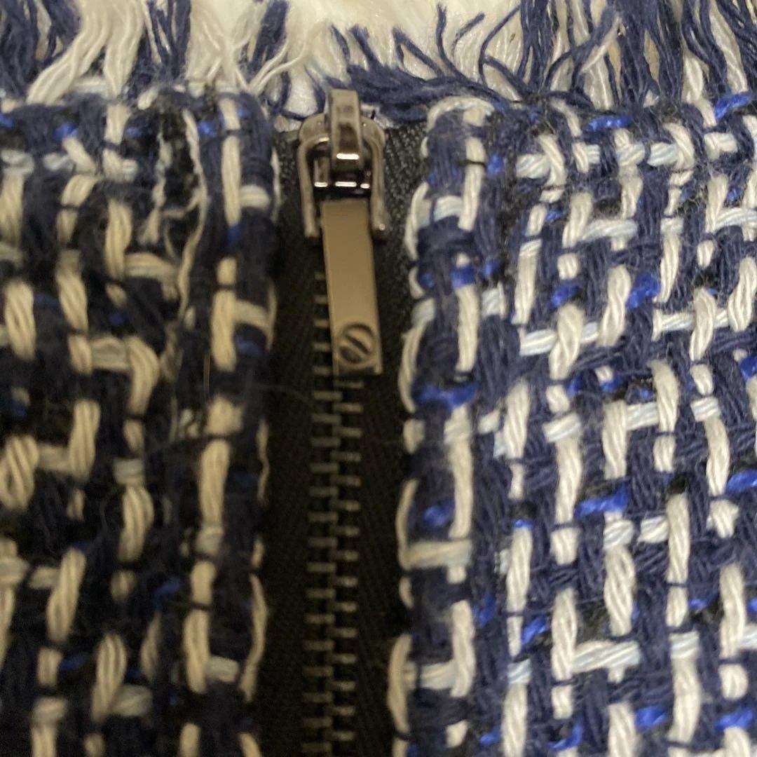 新品 TORY BURCH ツイード ワンピース ペトラ 紺x黒 2