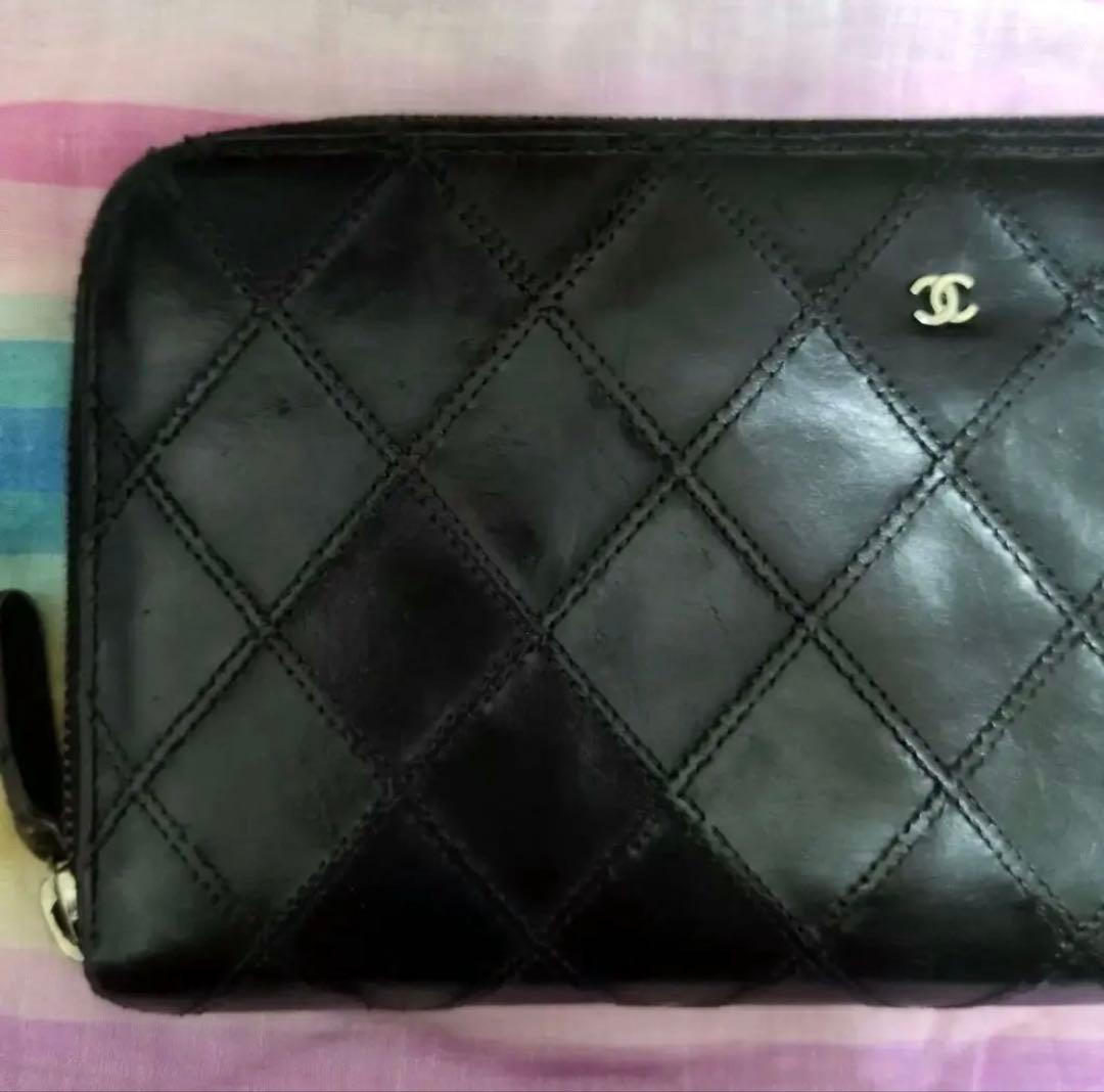CHANEL ビコローレ ラウンドジップ 長財布 ヴィンテージ ギャランティ付