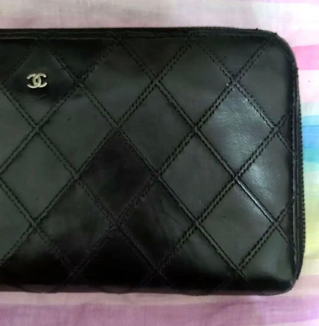 CHANEL ビコローレ ラウンドジップ 長財布 ヴィンテージ ギャランティ付