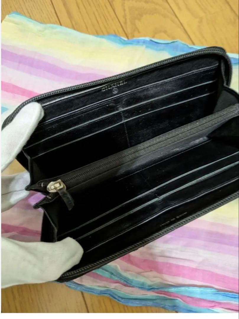 CHANEL ビコローレ ラウンドジップ 長財布 ヴィンテージ ギャランティ付