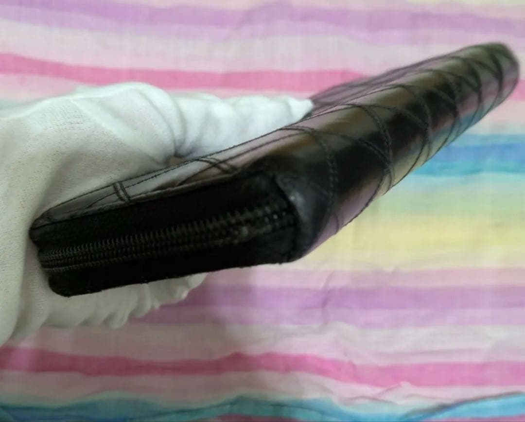 CHANEL ビコローレ ラウンドジップ 長財布 ヴィンテージ ギャランティ付