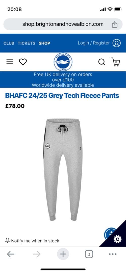 ブライトン】24/25 Grey Tech Fleece上下セット(Lサイズ) S