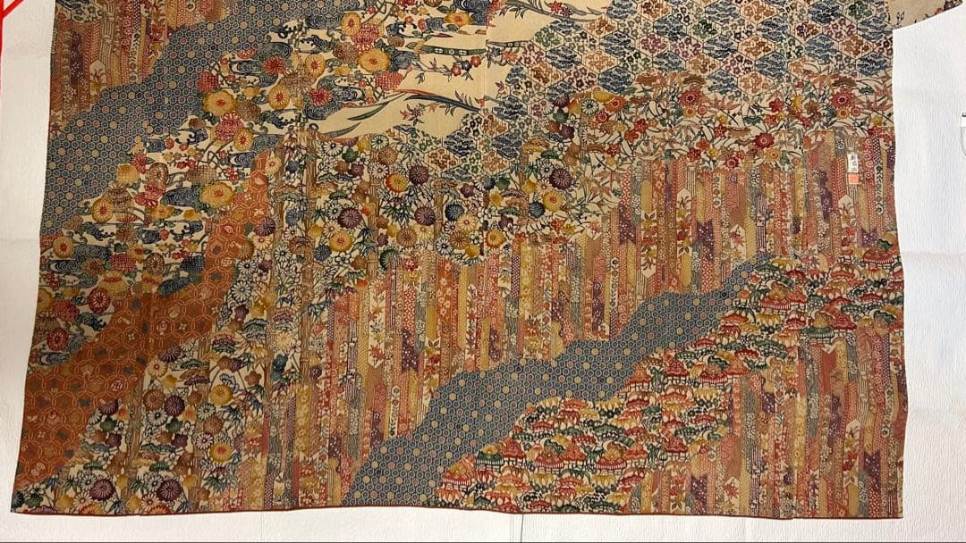 袷】西岡都巳二 紅型 訪問着12084