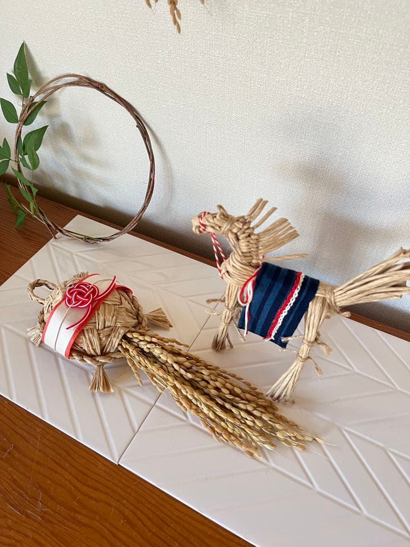 藁馬 お正月飾り 干支 インテリア しめ飾り 亀 - フラワー・リース