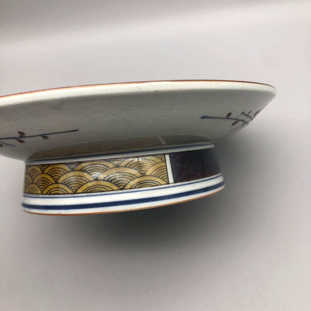 希少美品 九谷焼 古九谷 松雲堂 松本佐吉作飾り大皿24cm骨董