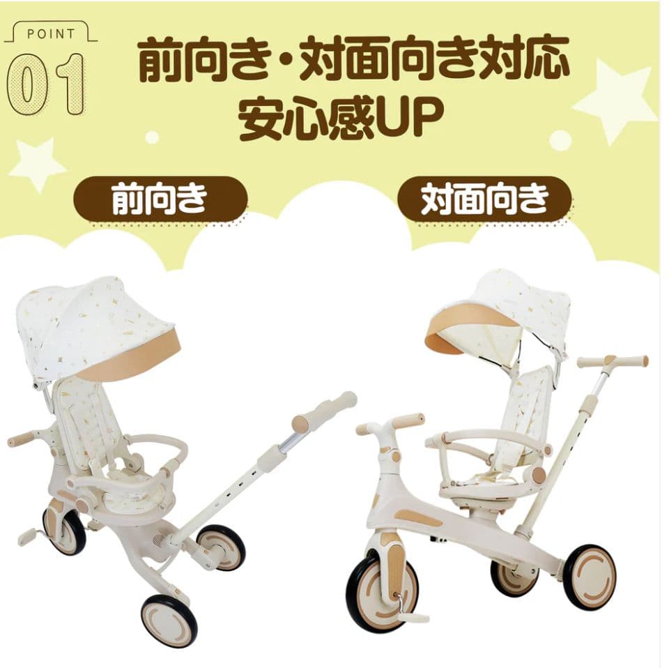 【新品】多機能三輪車 レッド 7in1 折りたたみ式 安全設計1歳〜5歳