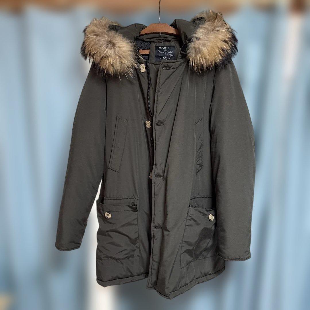 入手困難レア品 美品 イタリア製 グリーン ダウンコート ファー付き