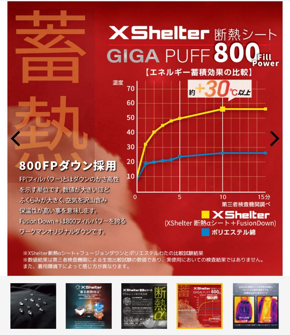 ワークマン エックスシェルター 断熱α プレミアムギガパフダウンコート 3L